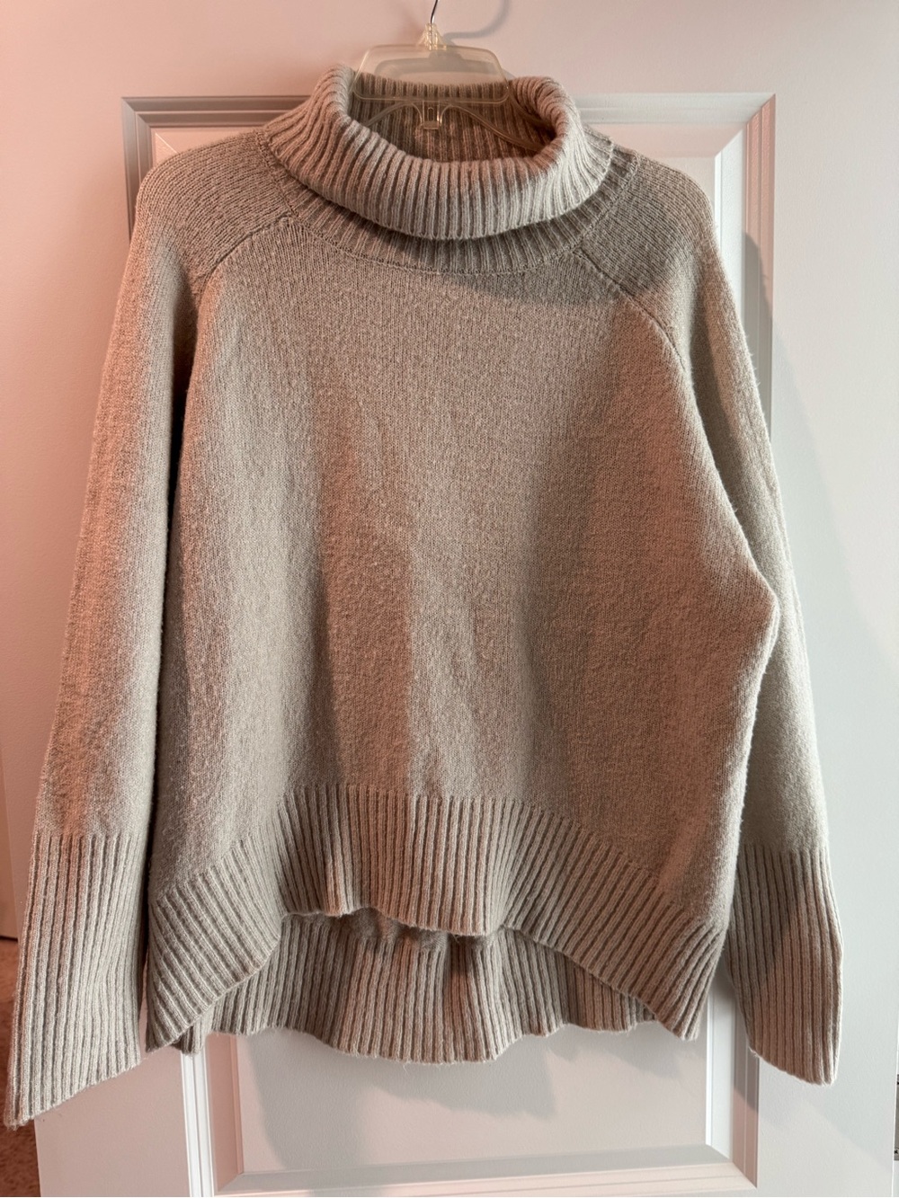 Double Zero Cozy Ribbed Turtleneck Sweater - Light Grey-Beige